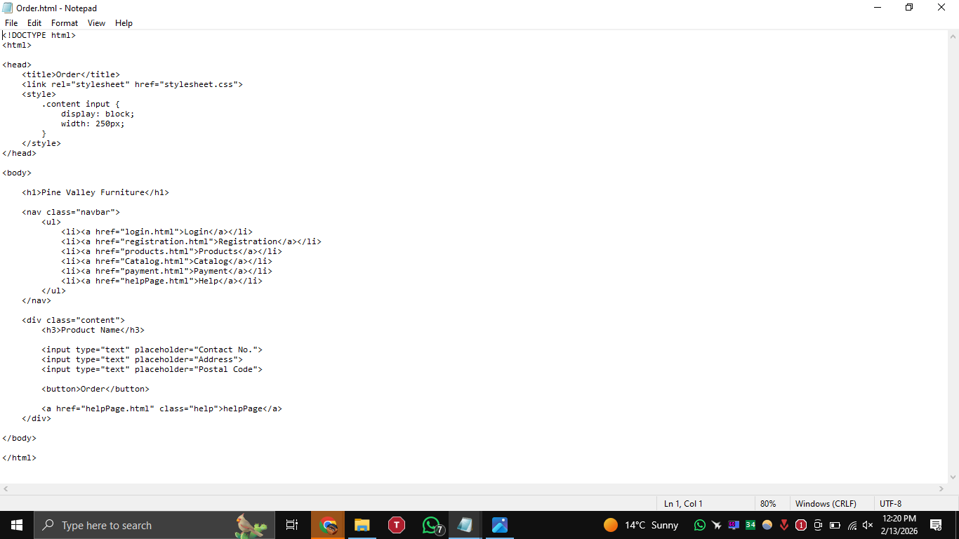 Product Selection Page