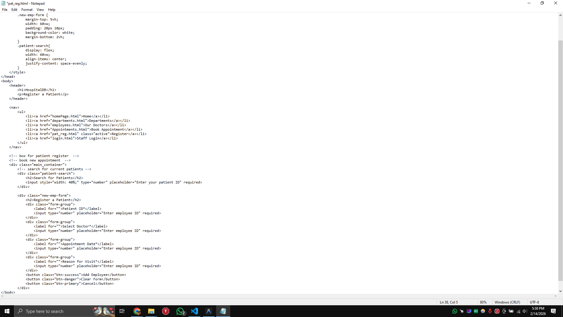Patient Registration Page
